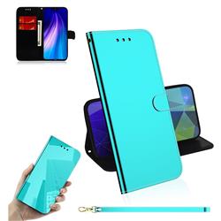 Shining Mirror Like Surface Leather Wallet Case for Mi Xiaomi Redmi Note 8 - Mint Green