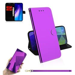 Shining Mirror Like Surface Leather Wallet Case for Mi Xiaomi Redmi Note 8 - Purple