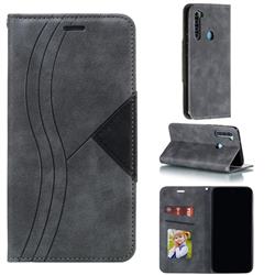 Retro S Streak Magnetic Leather Wallet Phone Case for Mi Xiaomi Redmi Note 8 - Gray