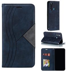 Retro S Streak Magnetic Leather Wallet Phone Case for Mi Xiaomi Redmi Note 8 - Blue