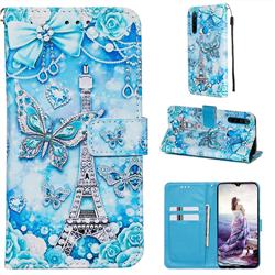 Tower Butterfly Matte Leather Wallet Phone Case for Mi Xiaomi Redmi Note 8