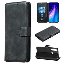 Retro Calf Matte Leather Wallet Phone Case for Mi Xiaomi Redmi Note 8 - Black