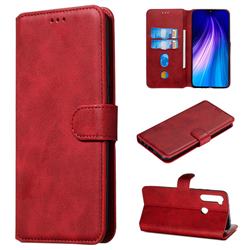 Retro Calf Matte Leather Wallet Phone Case for Mi Xiaomi Redmi Note 8 - Red