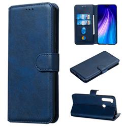 Retro Calf Matte Leather Wallet Phone Case for Mi Xiaomi Redmi Note 8 - Blue