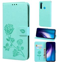 Embossing Rose Flower Leather Wallet Case for Mi Xiaomi Redmi Note 8 - Green