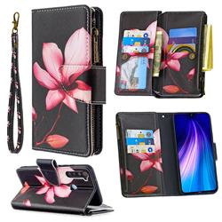 Lotus Flower Binfen Color BF03 Retro Zipper Leather Wallet Phone Case for Mi Xiaomi Redmi Note 8