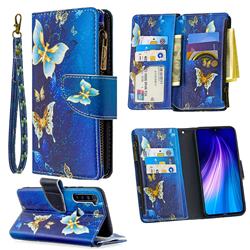 Golden Butterflies Binfen Color BF03 Retro Zipper Leather Wallet Phone Case for Mi Xiaomi Redmi Note 8