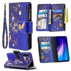 Purple Butterfly Binfen Color BF03 Retro Zipper Leather Wallet Phone Case for Mi Xiaomi Redmi Note 8