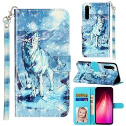 Snow Wolf 3D Leather Phone Holster Wallet Case for Mi Xiaomi Redmi Note 8