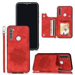 Luxury Mandala Multi-function Magnetic Card Slots Stand Leather Back Cover for Mi Xiaomi Redmi Note 8 - Red