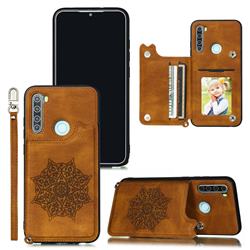 Luxury Mandala Multi-function Magnetic Card Slots Stand Leather Back Cover for Mi Xiaomi Redmi Note 8 - Brown
