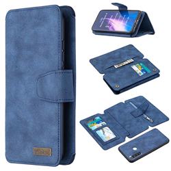 Binfen Color BF07 Frosted Zipper Bag Multifunction Leather Phone Wallet for Mi Xiaomi Redmi Note 8 - Blue