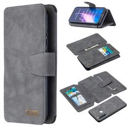 Binfen Color BF07 Frosted Zipper Bag Multifunction Leather Phone Wallet for Mi Xiaomi Redmi Note 8 - Gray