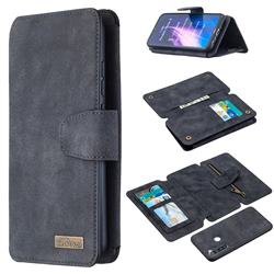 Binfen Color BF07 Frosted Zipper Bag Multifunction Leather Phone Wallet for Mi Xiaomi Redmi Note 8 - Black