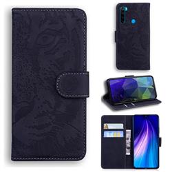 Intricate Embossing Tiger Face Leather Wallet Case for Mi Xiaomi Redmi Note 8 - Black