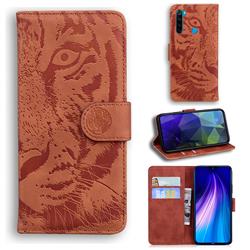Intricate Embossing Tiger Face Leather Wallet Case for Mi Xiaomi Redmi Note 8 - Brown
