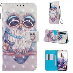 Sweet Gray Owl 3D Painted Leather Wallet Case for Mi Xiaomi Redmi Note 8