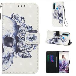 Skull Flower 3D Painted Leather Wallet Case for Mi Xiaomi Redmi Note 8