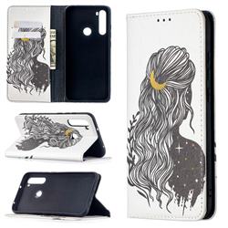 Girl with Long Hair Slim Magnetic Attraction Wallet Flip Cover for Mi Xiaomi Redmi Note 8