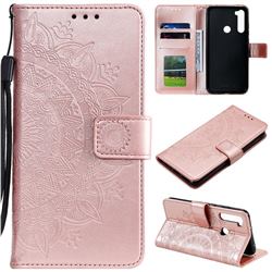 Intricate Embossing Datura Leather Wallet Case for Mi Xiaomi Redmi Note 8 - Rose Gold