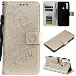 Intricate Embossing Datura Leather Wallet Case for Mi Xiaomi Redmi Note 8 - Golden