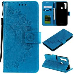 Intricate Embossing Datura Leather Wallet Case for Mi Xiaomi Redmi Note 8 - Blue