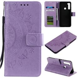 Intricate Embossing Datura Leather Wallet Case for Mi Xiaomi Redmi Note 8 - Purple