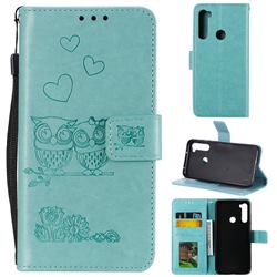 Embossing Owl Couple Flower Leather Wallet Case for Mi Xiaomi Redmi Note 8 - Green