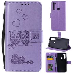 Embossing Owl Couple Flower Leather Wallet Case for Mi Xiaomi Redmi Note 8 - Purple