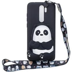 Cute Panda Neck Lanyard Zipper Wallet Silicone Case for Mi Xiaomi Redmi Note 8 Pro