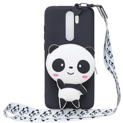 White Panda Neck Lanyard Zipper Wallet Silicone Case for Mi Xiaomi Redmi Note 8 Pro