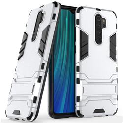 Armor Premium Tactical Grip Kickstand Shockproof Dual Layer Rugged Hard Cover for Mi Xiaomi Redmi Note 8 Pro - Silver