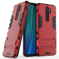 Armor Premium Tactical Grip Kickstand Shockproof Dual Layer Rugged Hard Cover for Mi Xiaomi Redmi Note 8 Pro - Wine Red