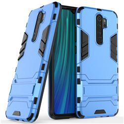 Armor Premium Tactical Grip Kickstand Shockproof Dual Layer Rugged Hard Cover for Mi Xiaomi Redmi Note 8 Pro - Light Blue