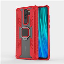 Predator Armor Metal Ring Grip Shockproof Dual Layer Rugged Hard Cover for Mi Xiaomi Redmi Note 8 Pro - Red