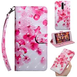 Peach Blossom 3D Painted Leather Wallet Case for Mi Xiaomi Redmi Note 8 Pro