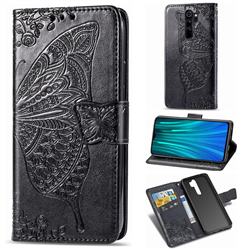 Embossing Mandala Flower Butterfly Leather Wallet Case for Mi Xiaomi Redmi Note 8 Pro - Black