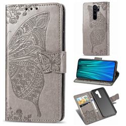Embossing Mandala Flower Butterfly Leather Wallet Case for Mi Xiaomi Redmi Note 8 Pro - Gray