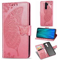 Embossing Mandala Flower Butterfly Leather Wallet Case for Mi Xiaomi Redmi Note 8 Pro - Pink