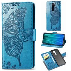 Embossing Mandala Flower Butterfly Leather Wallet Case for Mi Xiaomi Redmi Note 8 Pro - Blue