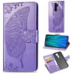 Embossing Mandala Flower Butterfly Leather Wallet Case for Mi Xiaomi Redmi Note 8 Pro - Light Purple
