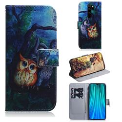 Oil Painting Owl PU Leather Wallet Case for Mi Xiaomi Redmi Note 8 Pro