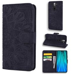 Retro Embossing Mandala Flower Leather Wallet Case for Mi Xiaomi Redmi Note 8 Pro - Black