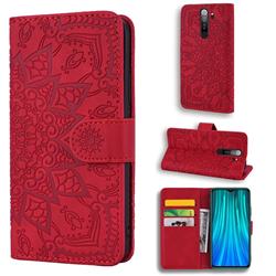 Retro Embossing Mandala Flower Leather Wallet Case for Mi Xiaomi Redmi Note 8 Pro - Red