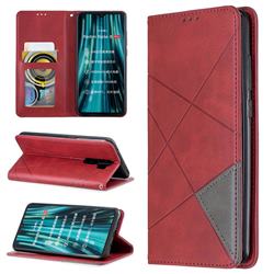 Prismatic Slim Magnetic Sucking Stitching Wallet Flip Cover for Mi Xiaomi Redmi Note 8 Pro - Red
