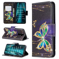 Golden Shining Butterfly Leather Wallet Case for Mi Xiaomi Redmi Note 8 Pro