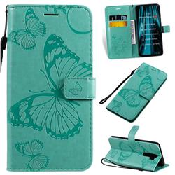 Embossing 3D Butterfly Leather Wallet Case for Mi Xiaomi Redmi Note 8 Pro - Green