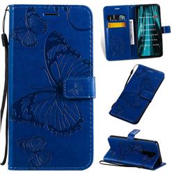 Embossing 3D Butterfly Leather Wallet Case for Mi Xiaomi Redmi Note 8 Pro - Blue