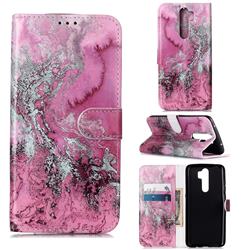 Pink Seawater PU Leather Wallet Case for Mi Xiaomi Redmi Note 8 Pro