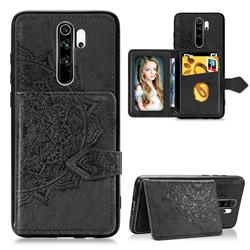 Mandala Flower Cloth Multifunction Stand Card Leather Phone Case for Mi Xiaomi Redmi Note 8 Pro - Black